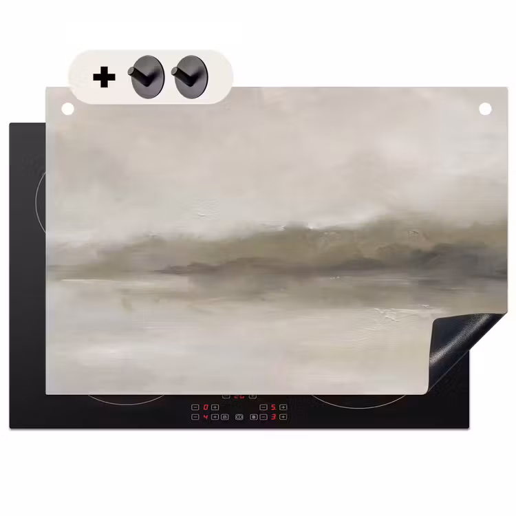 Abstract - Landschap - Nevel - Modern - Grijs Inductie beschemer met haakjes klein -3d