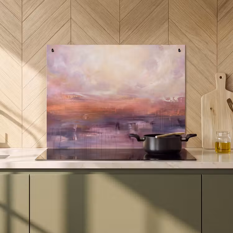 Abstract - Landschap - Modern - Paars - Oranje Inductie beschemer met haakjes klein -sfeer2