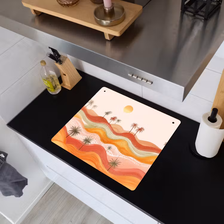 Abstract landschap - Palmbomen - Kleurrijk Inductie beschemer met haakjes middel -sfeer1