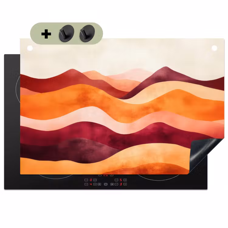 Abstract - Landschap - Golven Inductie beschemer met haakjes klein -3d