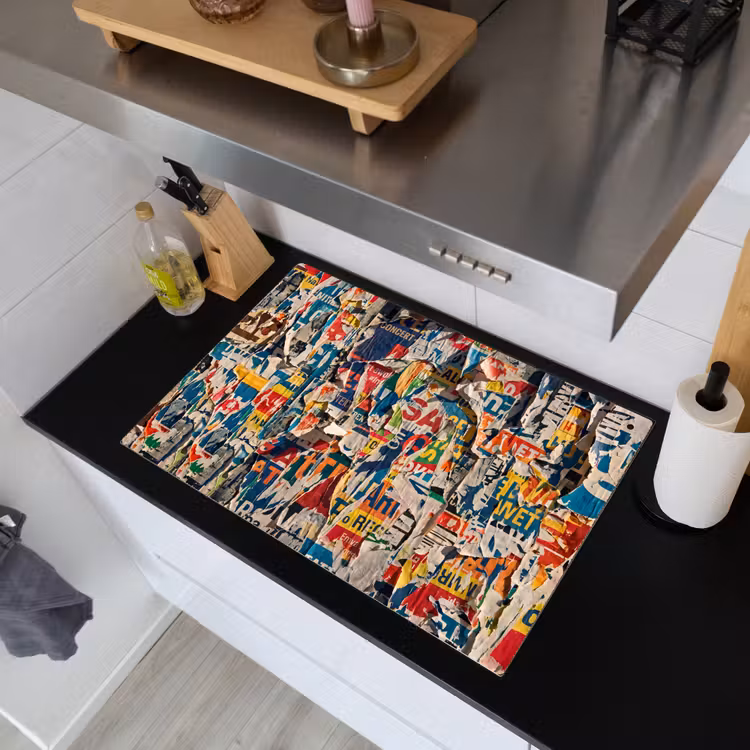 Abstract - Gelaagd papier - Urban - Modern - Kleurrijk Inductie beschemer met haakjes klein -sfeer1