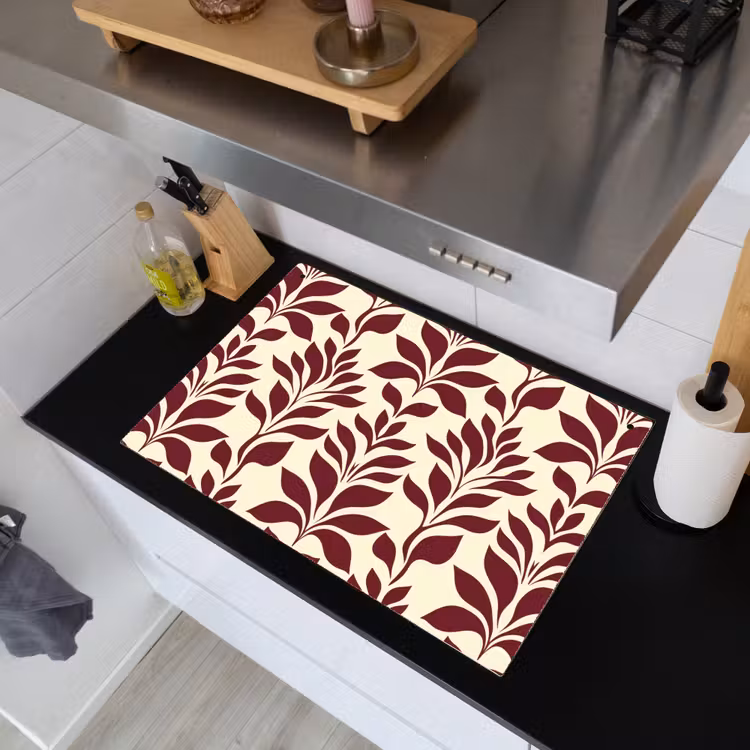 Abstract - Bladeren - Burgundy Inductie beschemer met haakjes klein 777 -sfeer1