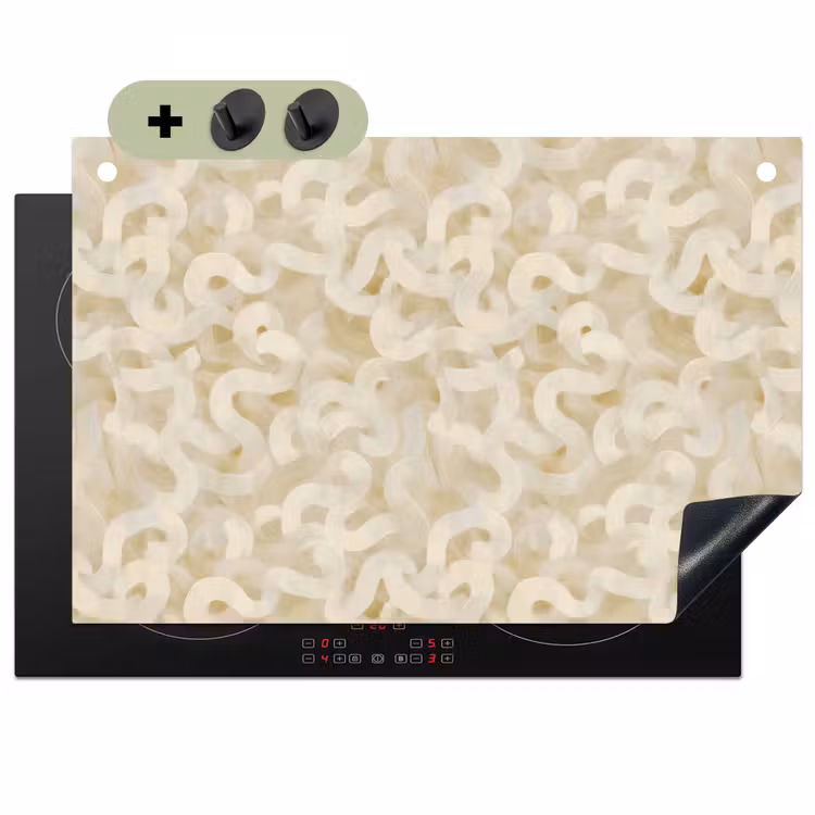 Abstract - Lijnen - Beige Inductie beschemer met haakjes klein 777 -3d