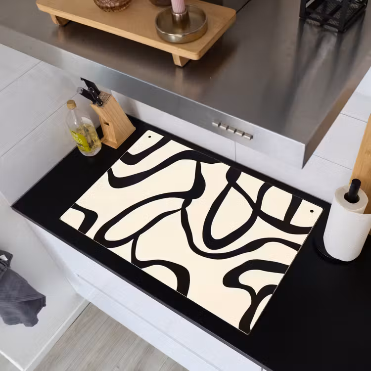 Abstract - Lijnen - Modern - Beige Inductie beschemer met haakjes klein -sfeer1