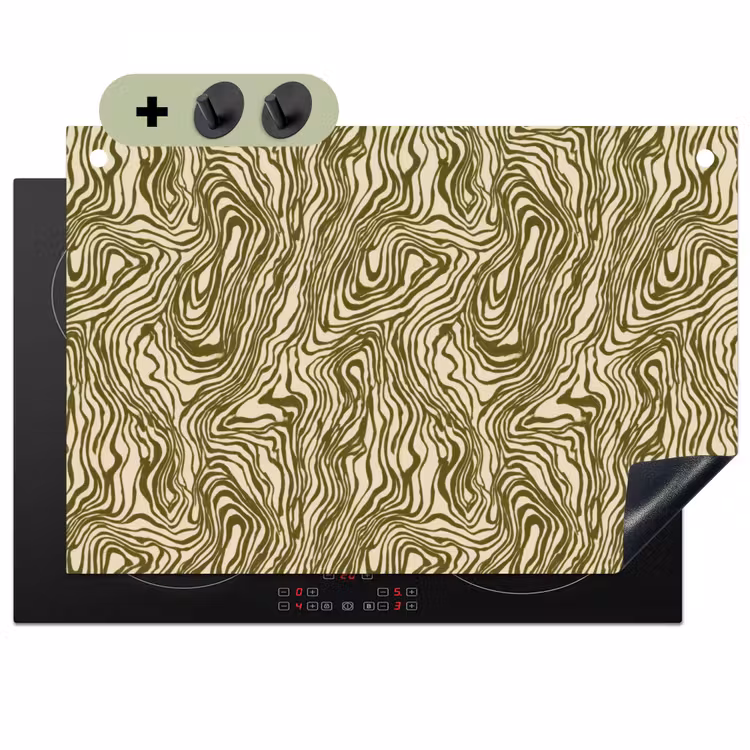 Abstract - Marmer - Groen Inductie beschemer met haakjes klein 777 -3d