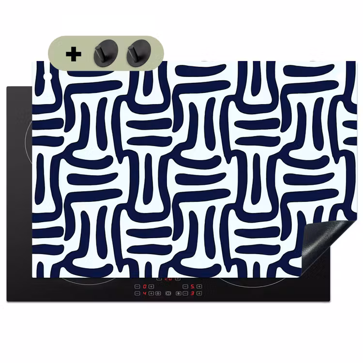 Abstract - Modern - Blauw Inductie beschemer met haakjes klein 777 -3d