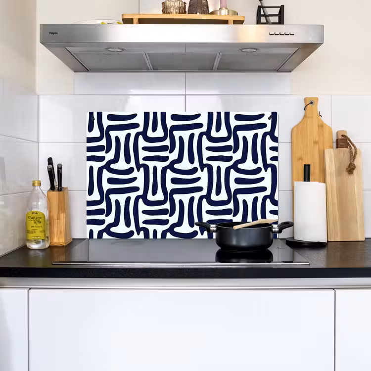 Abstract - Modern - Blauw Inductie beschemer met haakjes klein 777 -sfeer2