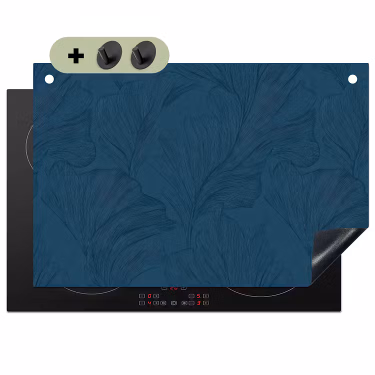 Abstract - Patroon - Donkerblauw - Elegant Inductie beschemer met haakjes klein 777 -3d