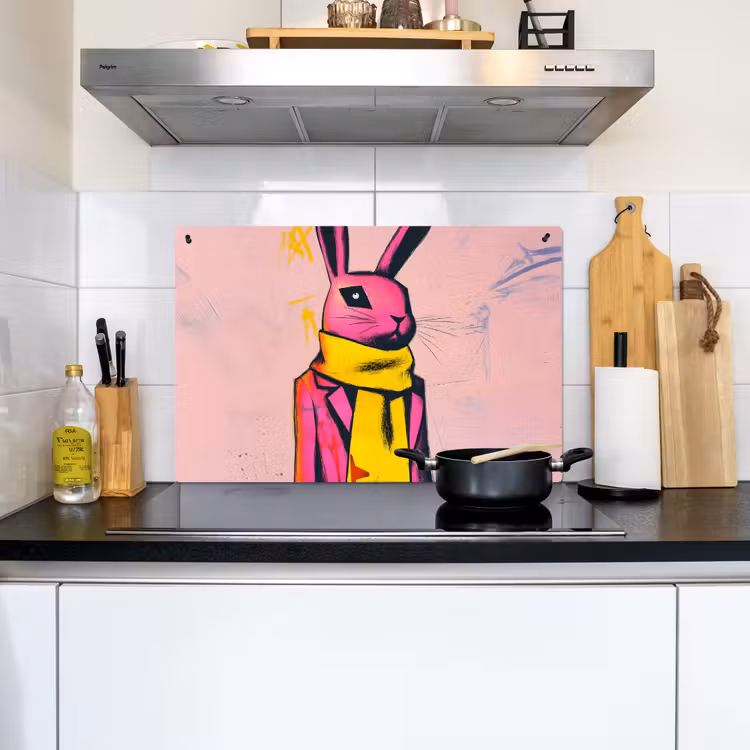 Abstract - Konijn - Sjaal - Geel Inductie beschemer met haakjes klein -sfeer2
