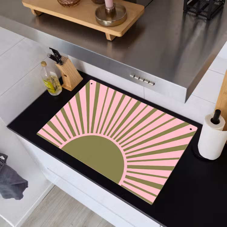 Abstract - Stralen - Grafisch - Roze - Groen Inductie beschemer met haakjes klein -sfeer1