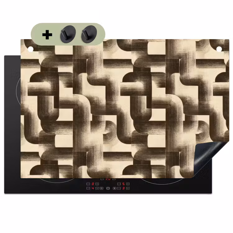 Abstract - Retro - Zwart Inductie beschemer met haakjes klein 777 -3d