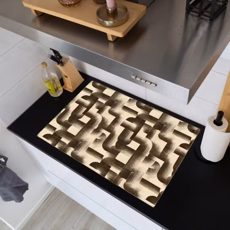 Abstract - Retro - Zwart Inductie beschemer met haakjes klein 777 -sfeer1