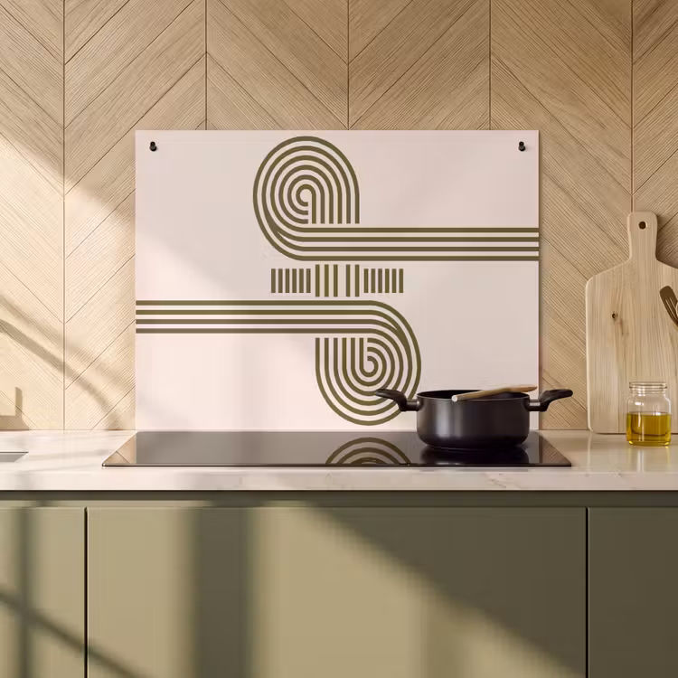 Abstract - Vormen - Modern - Groen Inductie beschemer met haakjes klein -sfeer2