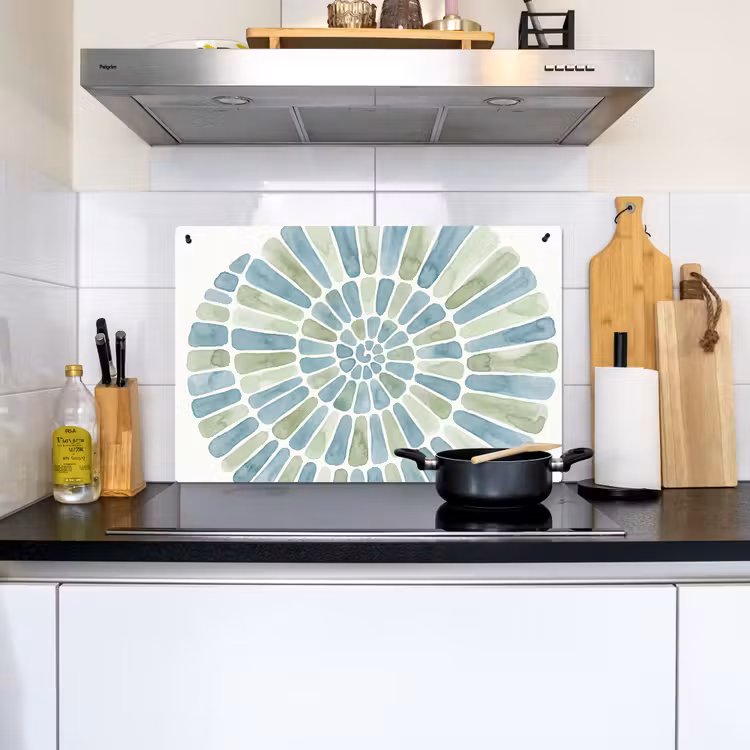 Abstract - Spiraal - Patroon - Modern - Blauw-Groen Inductie beschemer met haakjes klein -sfeer2
