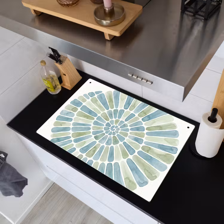 Abstract - Spiraal - Patroon - Modern - Blauw-Groen Inductie beschemer met haakjes klein -sfeer1
