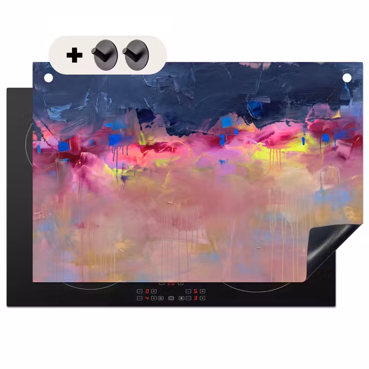 Abstract - Textuur - Kleuren - Modern - Roze Inductie beschemer met haakjes klein -3d