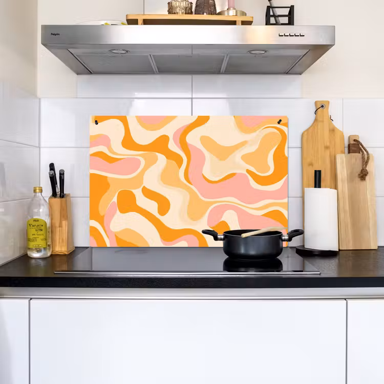 Abstract - Golvend - Oranje Inductie beschemer met haakjes klein -sfeer2