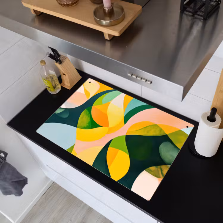 Abstract - Geel - Roze - Groen Inductie beschemer met haakjes klein -sfeer1