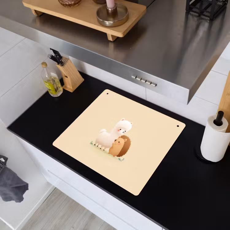 Alpaca - Egel - Bruin - Knuffelen Inductie beschemer met haakjes middel -sfeer1