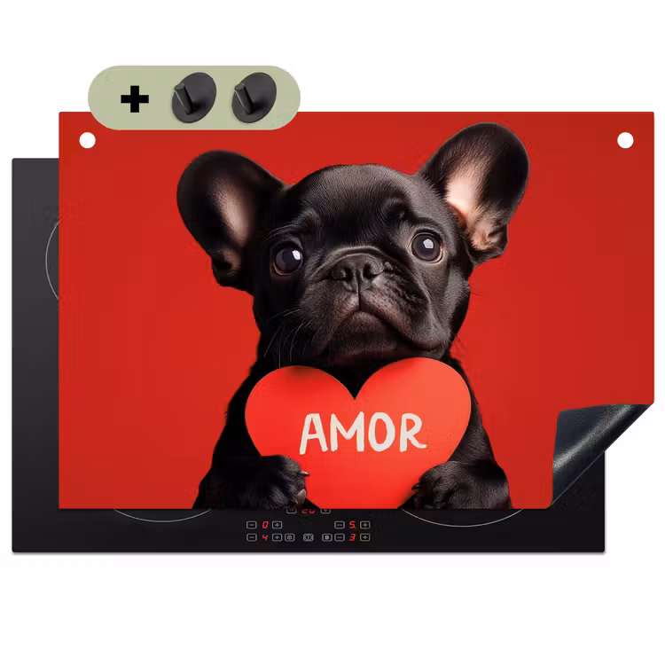 Amor - Hond  - Hartje - Rood Inductie beschemer met haakjes klein -3d