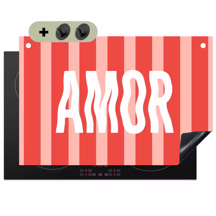 Amor - Strepen - Rood - Roze Inductie beschemer met haakjes klein -3d