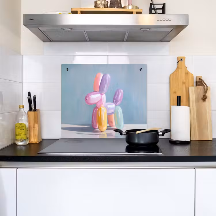Dier - Ballon - Pasteltinten - Glanzend Inductie beschemer met haakjes middel -sfeer2