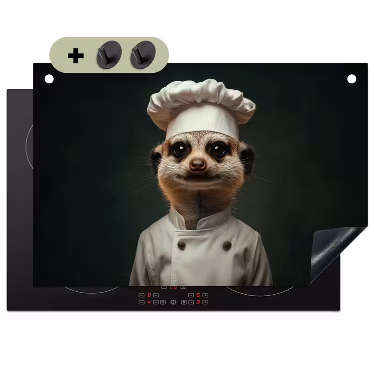 Dier - Kok - Stokstaartje Inductie beschemer met haakjes klein -3d