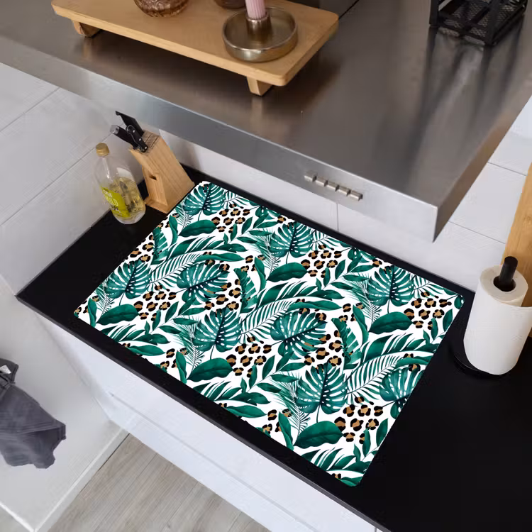 Dierenprint - Panter - Bladeren - Tropisch - Jungle Inductie beschemer met haakjes klein -sfeer1