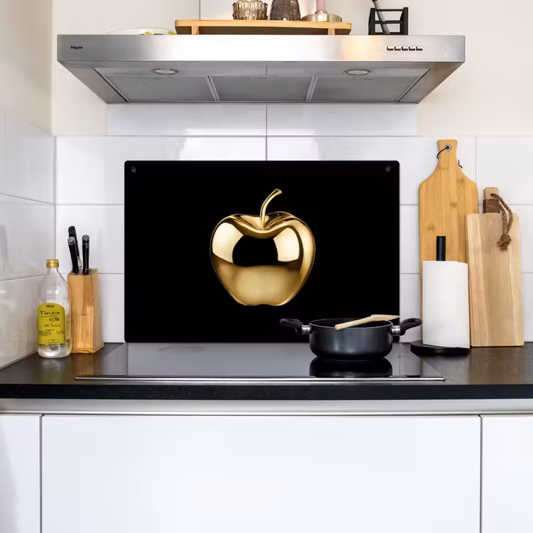 Appel - Goud - Chrome - Zwart Inductie beschemer met haakjes klein -sfeer2