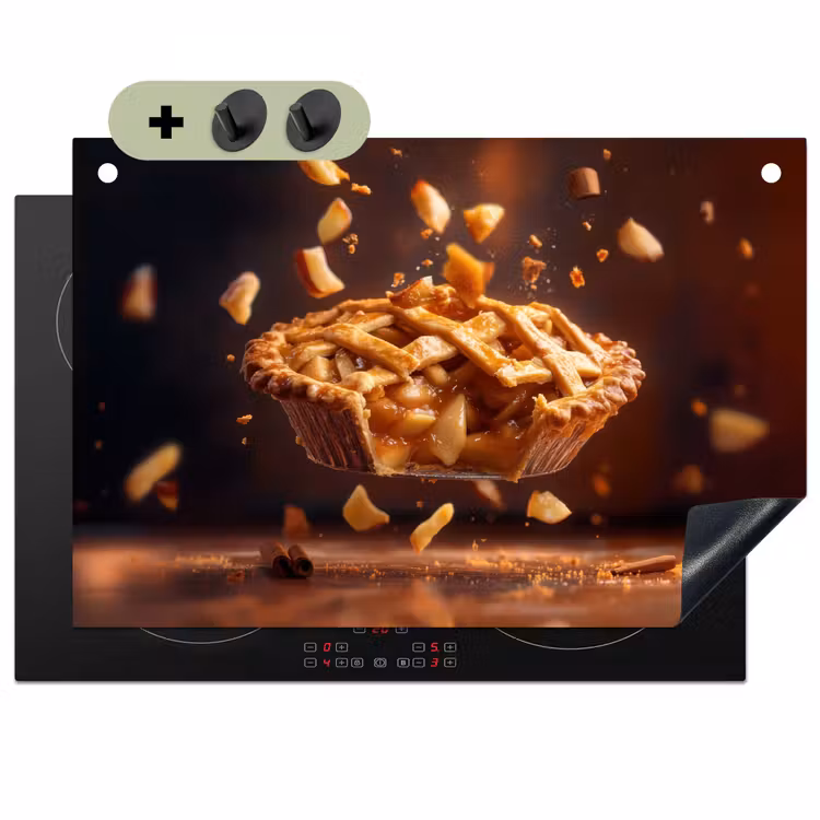 Appel - Taart - Warm - Eten Inductie beschemer met haakjes klein -3d