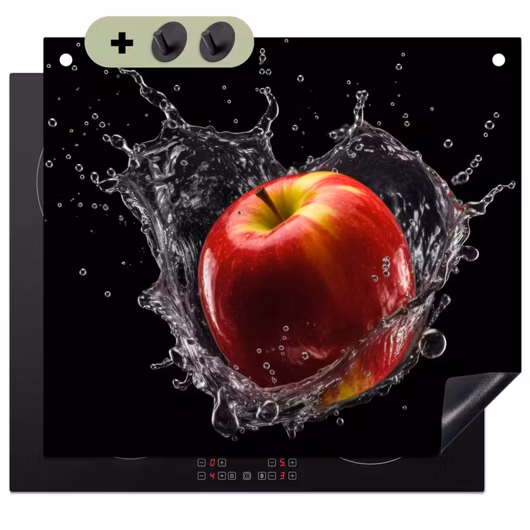 Appel - Rood - Water - Zwart - Fruit Inductie beschemer met haakjes middel -3d