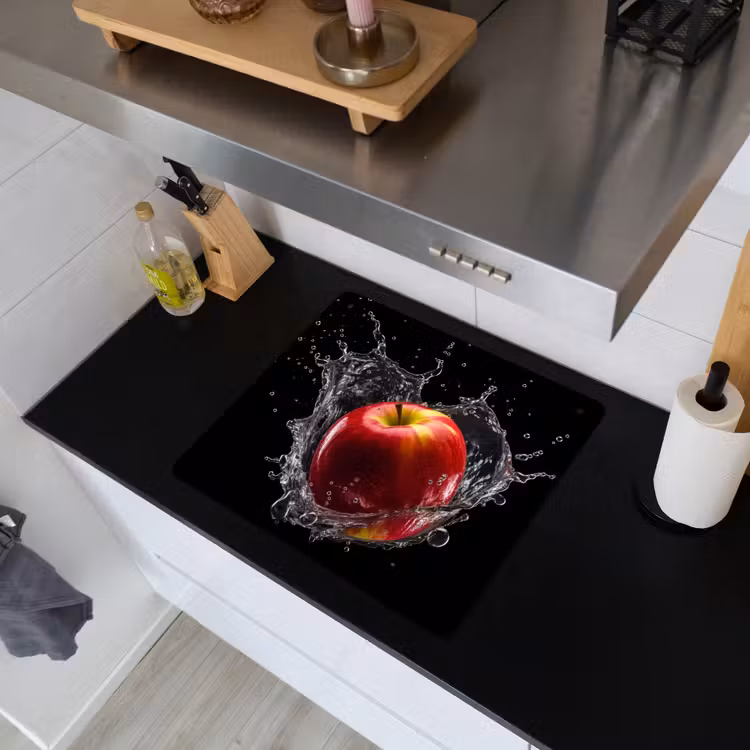 Appel - Rood - Water - Zwart - Fruit Inductie beschemer met haakjes middel -sfeer1