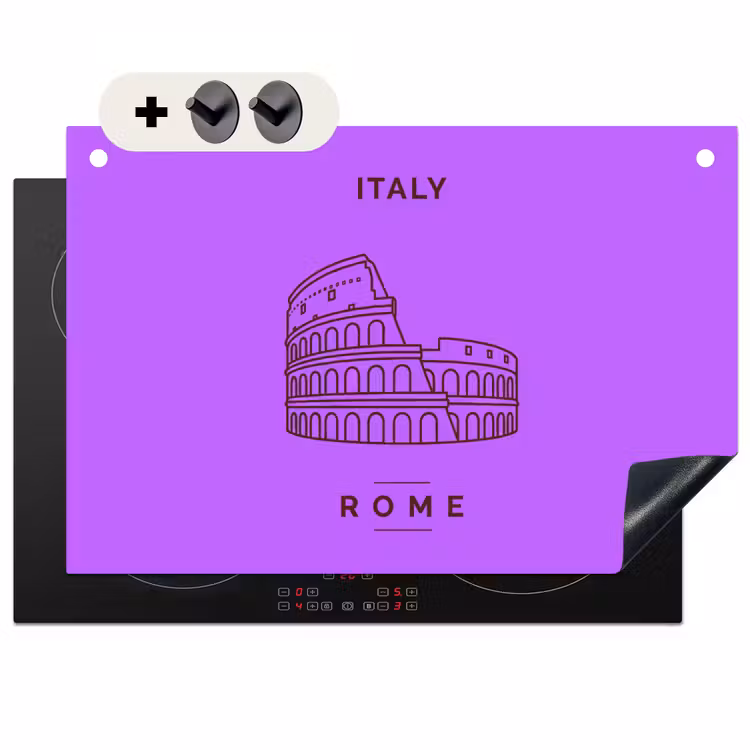 Architectuur - Colosseum - Rome - Minimalistisch - Paars Inductie beschemer met haakjes klein -3d