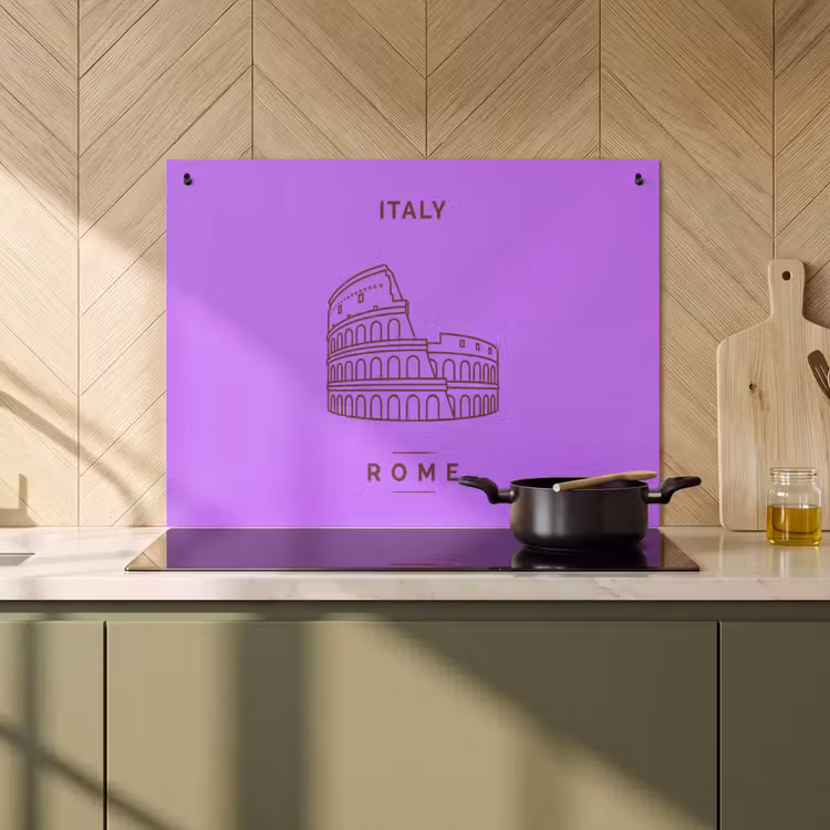 Architectuur - Colosseum - Rome - Minimalistisch - Paars Inductie beschemer met haakjes klein -sfeer2