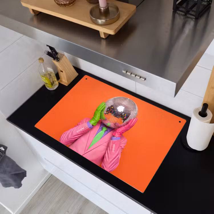 Kunst - Disco bal - Kleurrijk - Modern - Studio Inductie beschemer met haakjes klein -sfeer1
