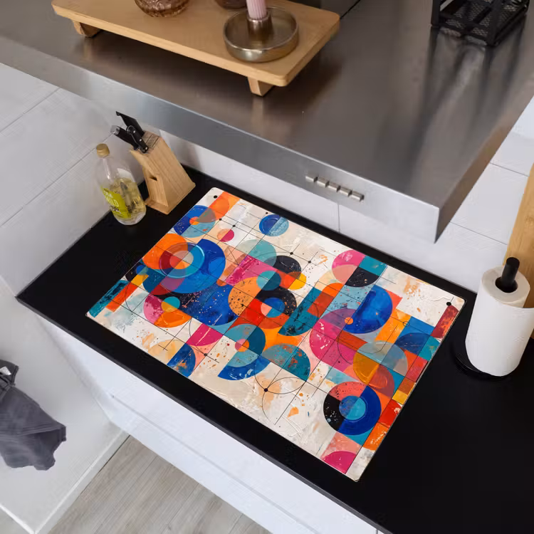 Kunst - Geometrisch - Abstract - Kleurrijk Inductie beschemer met haakjes klein -sfeer1