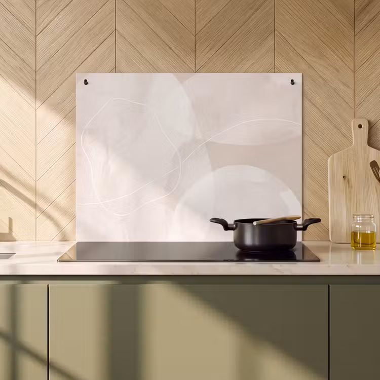 Induction Hob Cover & Splashback (2-in-1) - Art - Lines - Modern - Kunst - Lijnen - Modern Inductie beschemer met haakjes klein