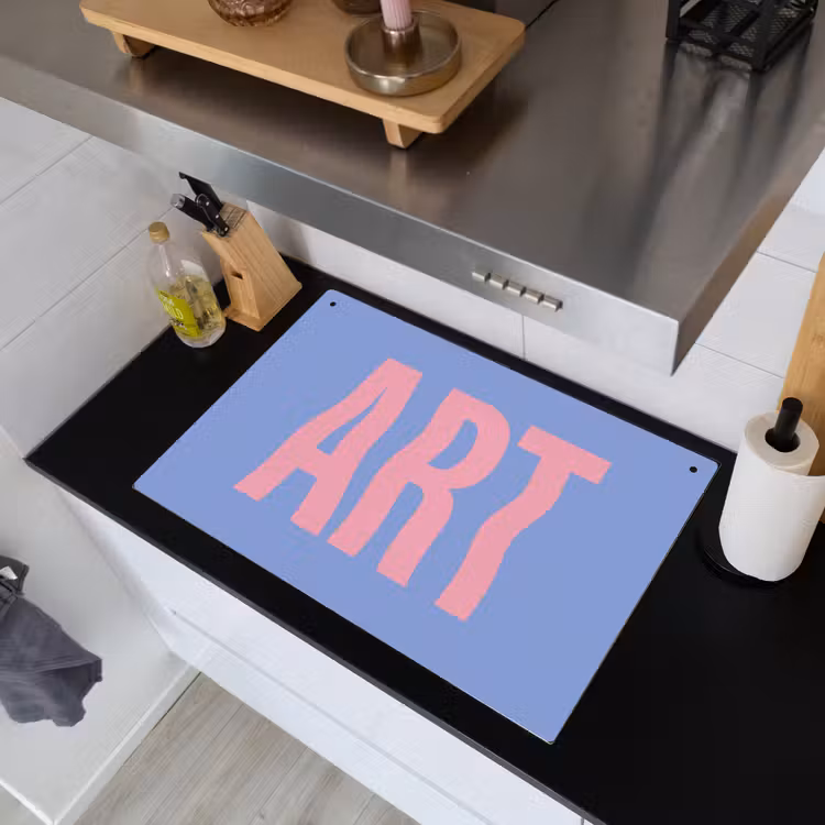 Art - Roze - Blauw Inductie beschemer met haakjes klein -sfeer1