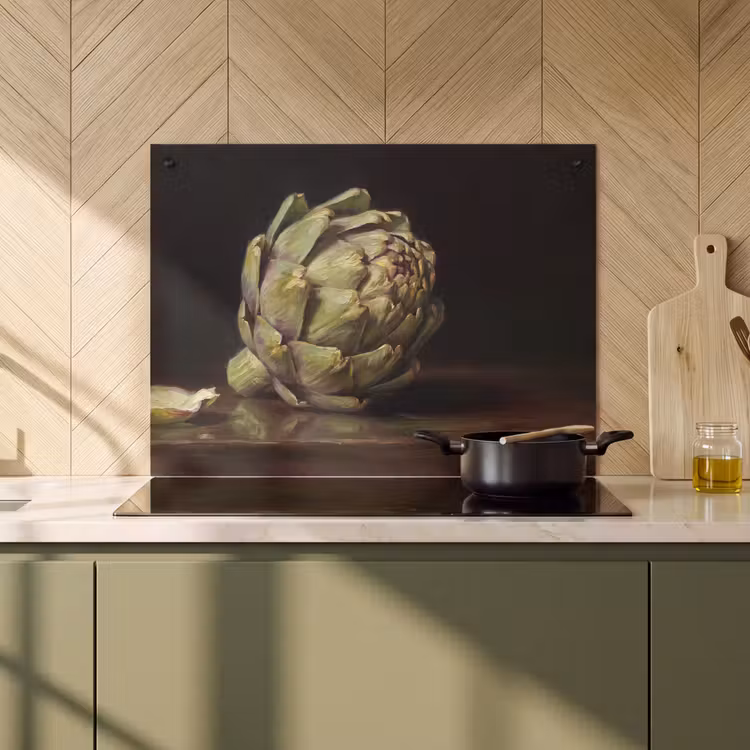 Induction Hob Cover & Splashback (2-in-1) - Artichoke - Food - Classic - Artichok - Eten - Klassiek Inductie beschemer met haakjes klein