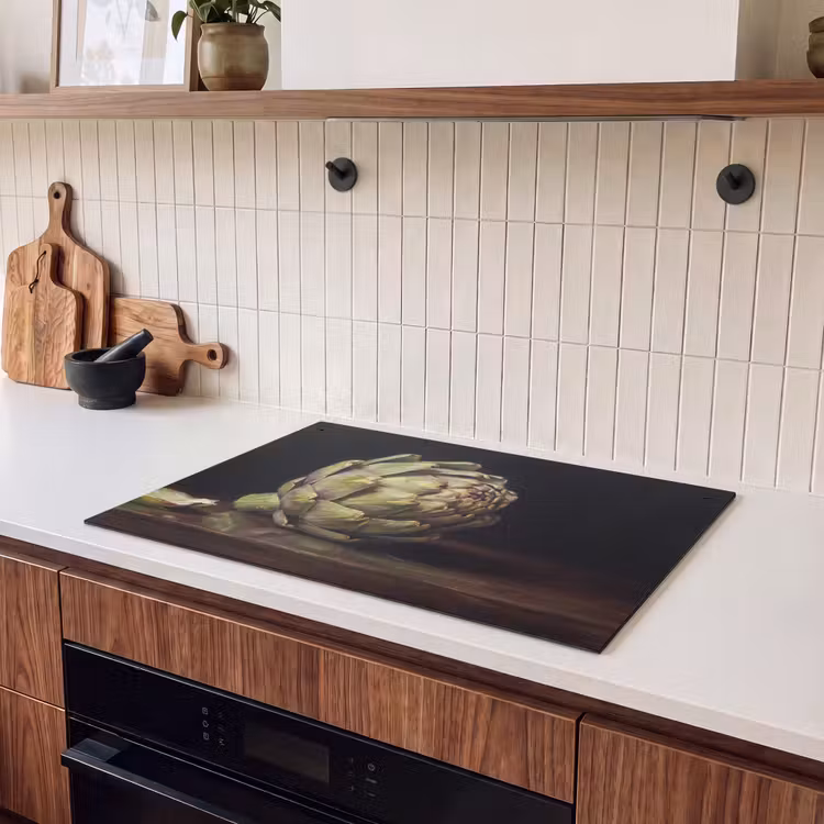 Induction Hob Cover & Splashback (2-in-1) - Artichoke - Food - Classic - Artichok - Eten - Klassiek Inductie beschemer met haakjes klein