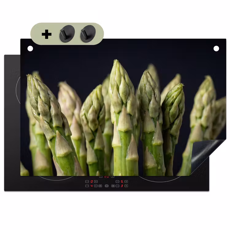 Asperges - Groen - Zwart Inductie beschemer met haakjes klein -3d