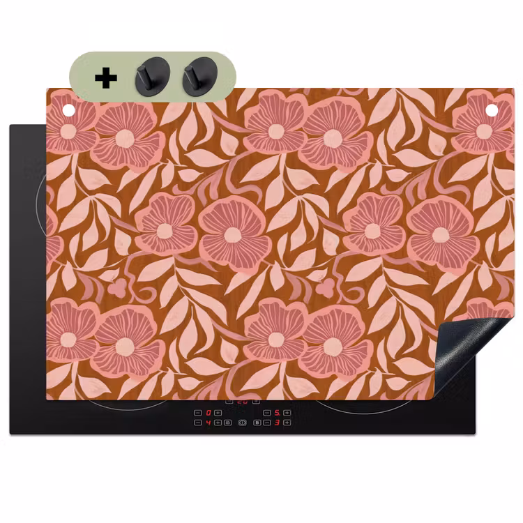 Sfeer - Bloemen - Roze Inductie beschemer met haakjes klein 777 -3d