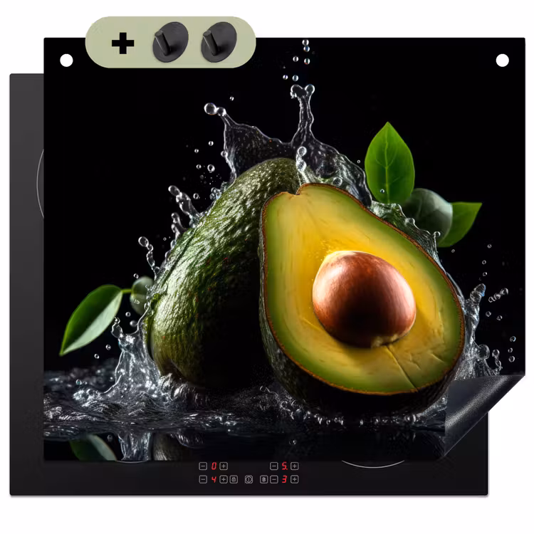 Avocado - Groente - Bladeren - Water - Zwart - Groen Inductie beschemer met haakjes middel -3d