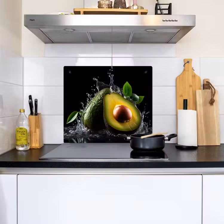 Avocado - Groente - Bladeren - Water - Zwart - Groen Inductie beschemer met haakjes middel -sfeer2