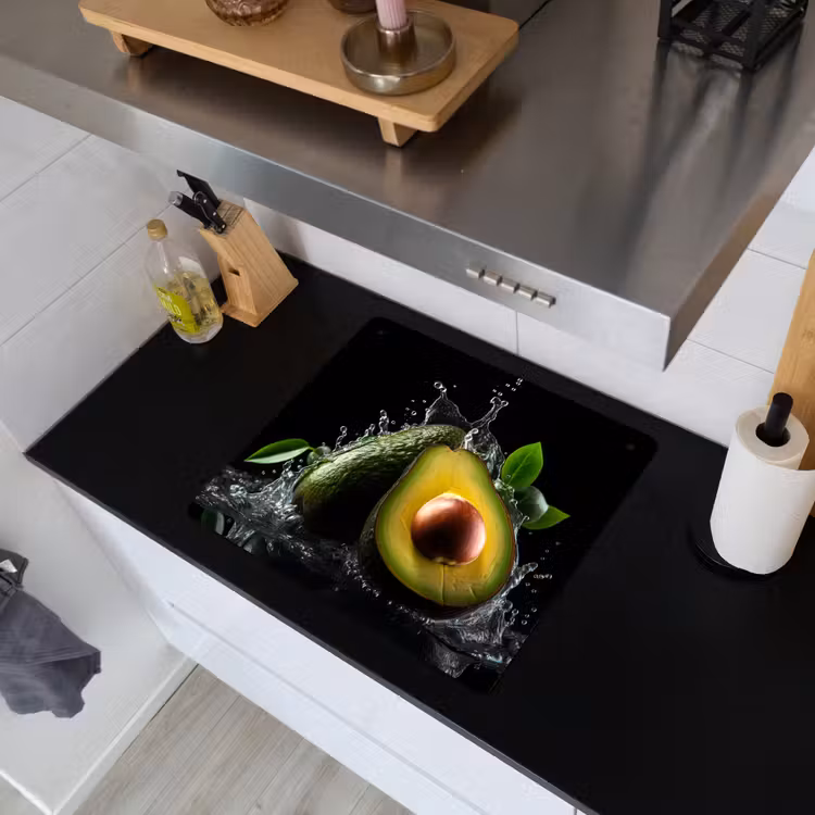 Avocado - Groente - Bladeren - Water - Zwart - Groen Inductie beschemer met haakjes middel -sfeer1