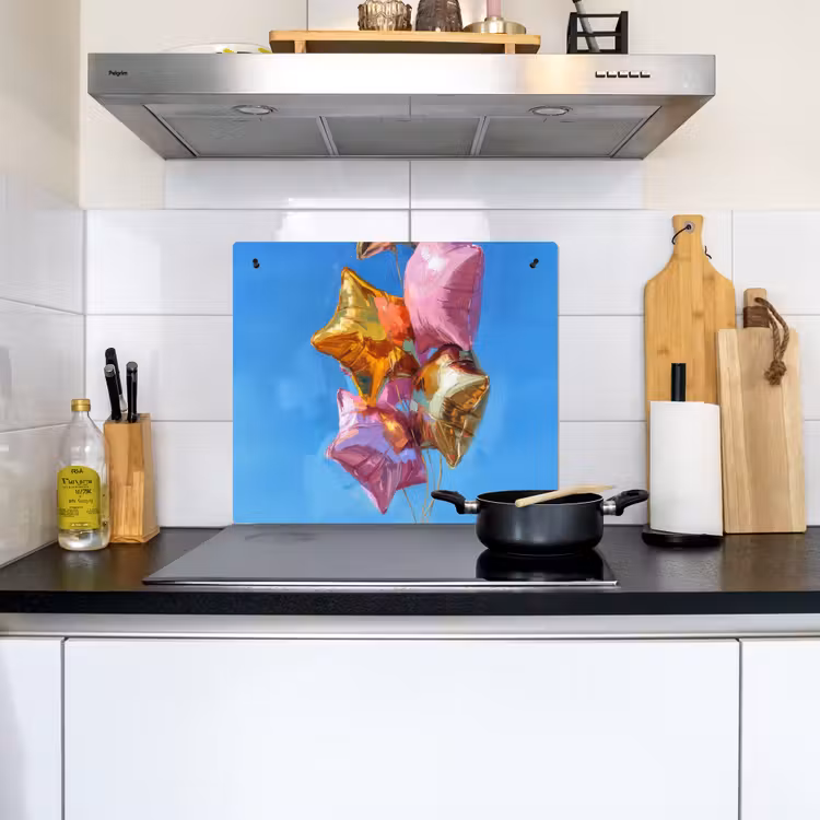 Ballonnen - Goud - Stervorm - Roze Inductie beschemer met haakjes middel -sfeer2