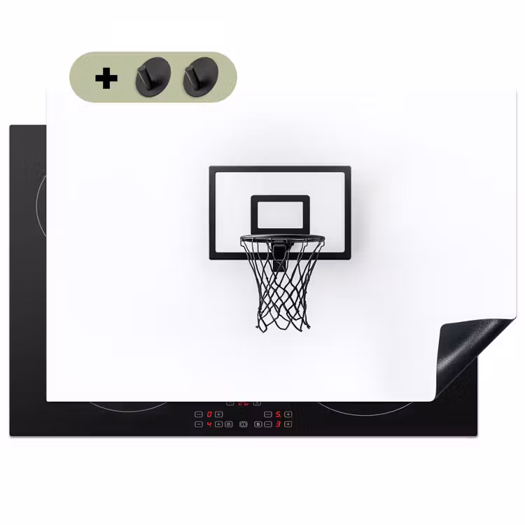Basketbalbord - Minimalistisch - Zwart Inductie beschemer met haakjes klein -3d