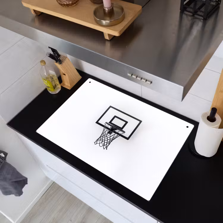 Basketbalbord - Minimalistisch - Zwart Inductie beschemer met haakjes klein -sfeer1