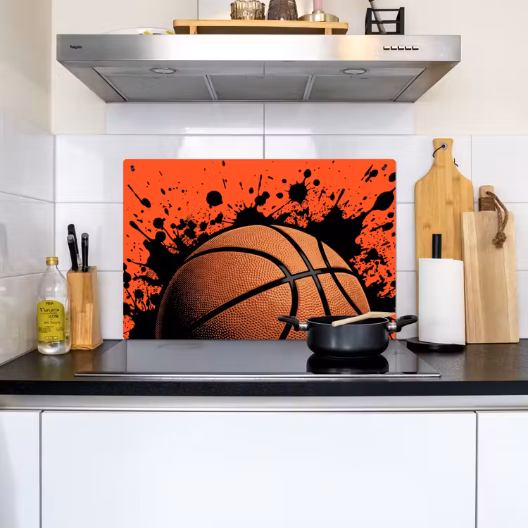 Basketbal - Verf - Sport - Oranje Inductie beschemer met haakjes klein -sfeer2