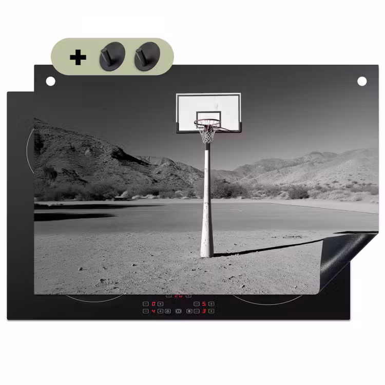Basketbalpaal - Landschap - Zand - Wit Inductie beschemer met haakjes klein -3d